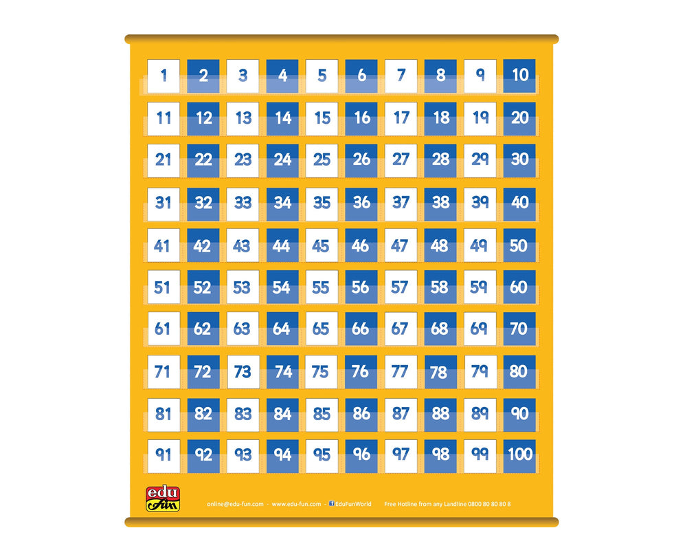 Numbers 1 to 100 Pocket Chart